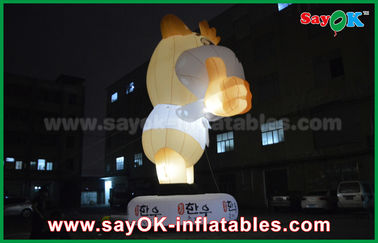 Reklama 10m Giant Oxford Cow Inflatable Cartoon White Color With Led Light