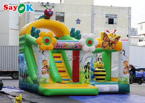 5,5x5x4mH Butterfly Bee Insect Theme Inflatable Bounce House Slide With Flower